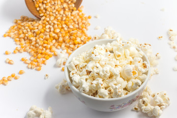 Popcorn into a bowl