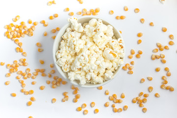 Popcorn into a bowl