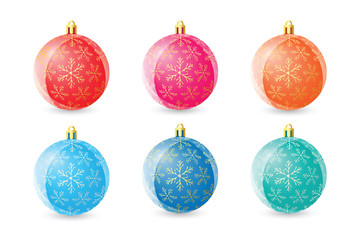 Set of colored Christmas balls on white background
