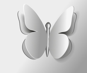 Insect butterfly Vector one outline isolated gray