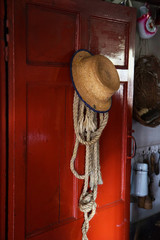 Victorian Straw Hat on Door