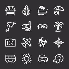 Travel web icons.  Vacation and transport, booking and delivery