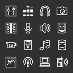 Media Web Icons Set