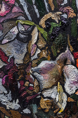 Oil painting still life with  irises