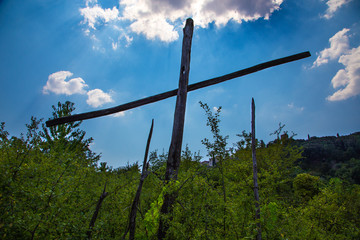 Old wooden cross in Italy
