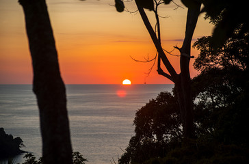 Sunset at Manuel Antonio Beach in Costa Rica.