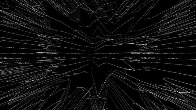 Digital Landscape. White Generative Waves. View from the Top.