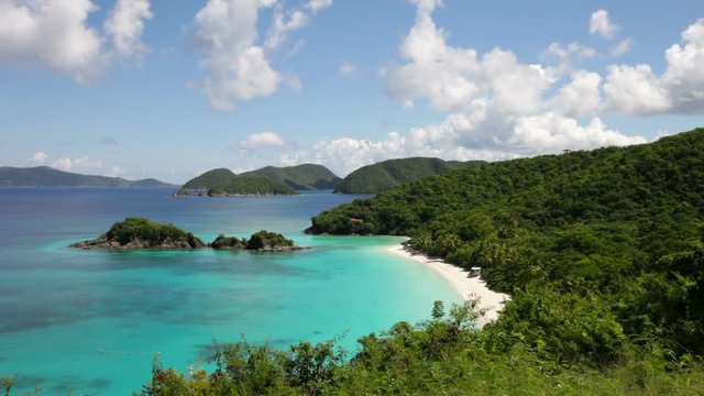 aerial video of Trunk Bay, St John, United States Virgin Islands 