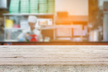 kitchen in restaurant blur background