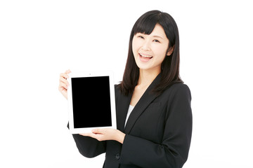 女性　ビジネス　タブレット