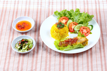 Muslim yellow jasmine rice with chicken,Halal food