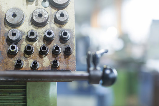 Corner section of machinery in grinding workshop