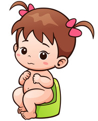 Vector Illustration of Cartoon Cute Baby sitting on potty