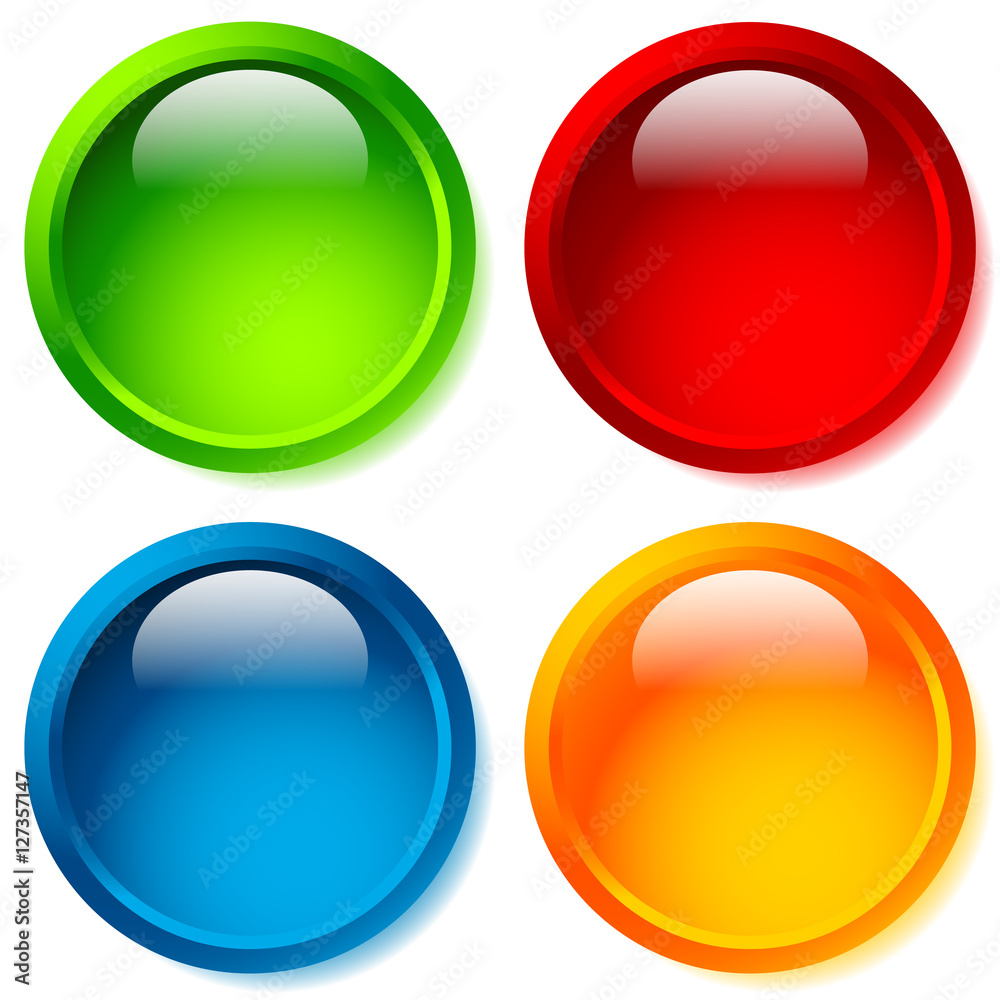 Aufkleber bright and glossy circle shape, circle background in 4 color