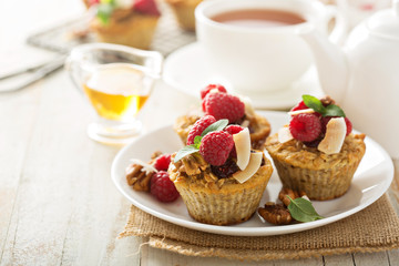 Homemade freshly baked oatmeal muffins