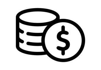 Fototapeta premium Money. Line Icon Vector. Payment system. Coins and Dollar cent Sign isolated on white background. Flat design style.