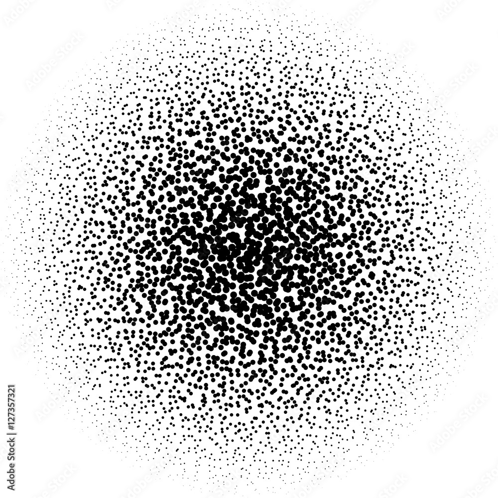 Aufkleber Chaotic pointillist (half-tone) circle pattern. Random dots.