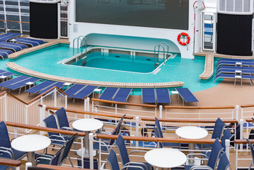 Area for entertainment and recreation on deck of Cruise Liner - 127357772