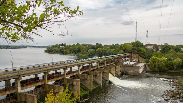 Timelapse hydro power plant 4k