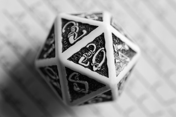 Die on Character Sheet Black and White Critical Hit