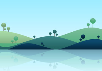 Natue landscape background, mountain scenery vector illustration