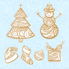 Christmas vector stickers set