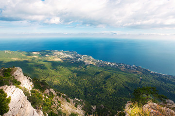 Standing empty on top of a mountain view