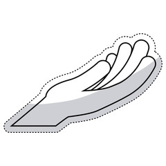 Human hand icon. Finger gesture palm and communication theme. Isolated design. Vector illustration