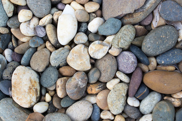 .Area paved with stones of many colors. Walking foot comfort Sof