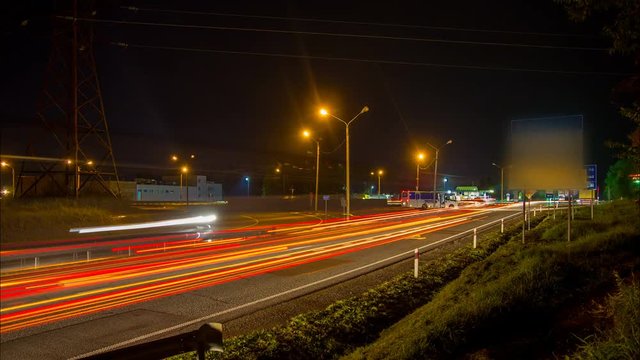 Night road traffic timelapse 4k