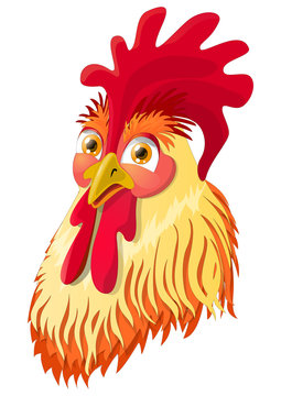 The emotional version of the character - rooster in fear. Vector illustration.