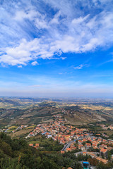 Fototapeta na wymiar The State of San Marino in Italy, beautiful scenery and popular tourist routes