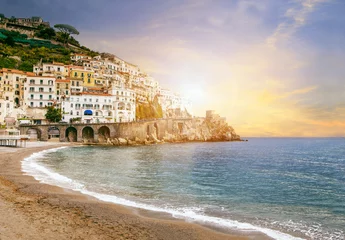 Door stickers Positano beach, Amalfi Coast, Italy beautiful landscape of amalfi coast mediterranean sea south ital