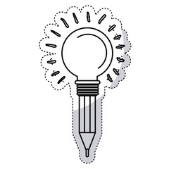 Light bulb and pencil icon. Big idea creativity solution and imagination theme. Isolated design. Vector illustration