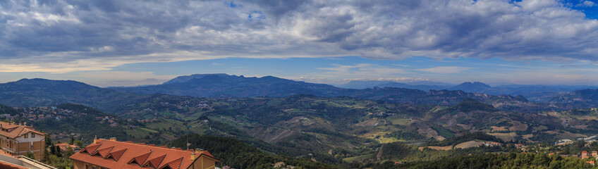 Fototapeta na wymiar The view from the observation deck of the state of San Marino in Italy