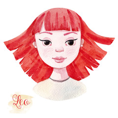 Watercolor horoscope sign leo