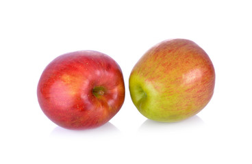 fresh apple with stem on white background