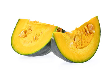 fresh sliced pumpkin isolated on white background