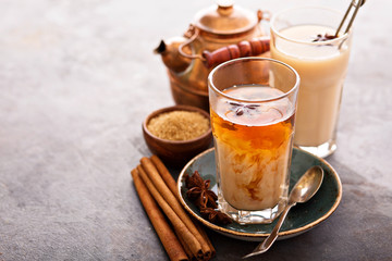 Hot masala tea with spices