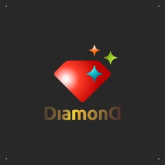 Diamond Icon in Flat Style. Logo Design