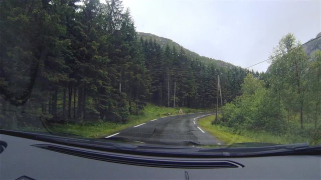 Norway. Mountain scenery from the interior of the car