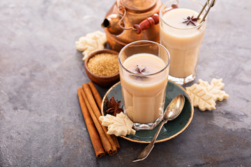Hot masala tea with spices