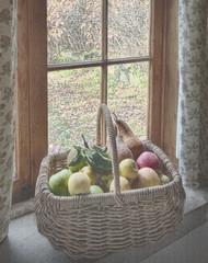 Apples in a country cottage window