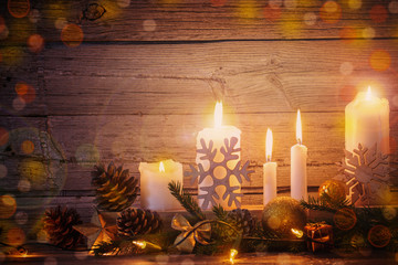 christmas background with golden decoration