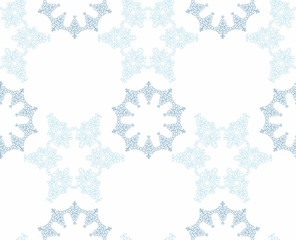 Snowflakes seamless background pattern hand drawn. Vector wrapping paper. Winter season.