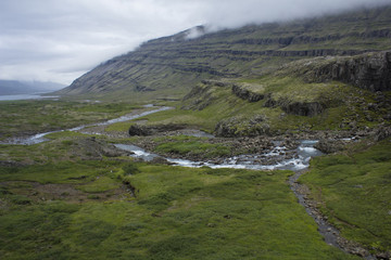 Fototapeta na wymiar Folaldafoss Waterfall and Stream, East Coast, Iceland