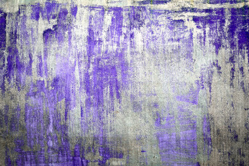 Old Damaged Cracked Paint Wall, Grunge Background, purple color