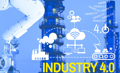 Industrial 4.0 Cyber Physical Systems concept ,Infographic Icons of industry 4.0 industrial infrasturcture  background