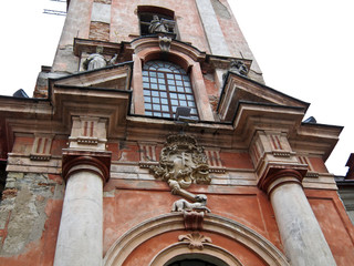 Fototapeta na wymiar Architectural details fragment catholic church building