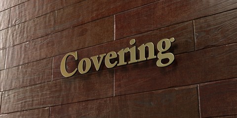 Covering - Bronze plaque mounted on maple wood wall  - 3D rendered royalty free stock picture. This image can be used for an online website banner ad or a print postcard.